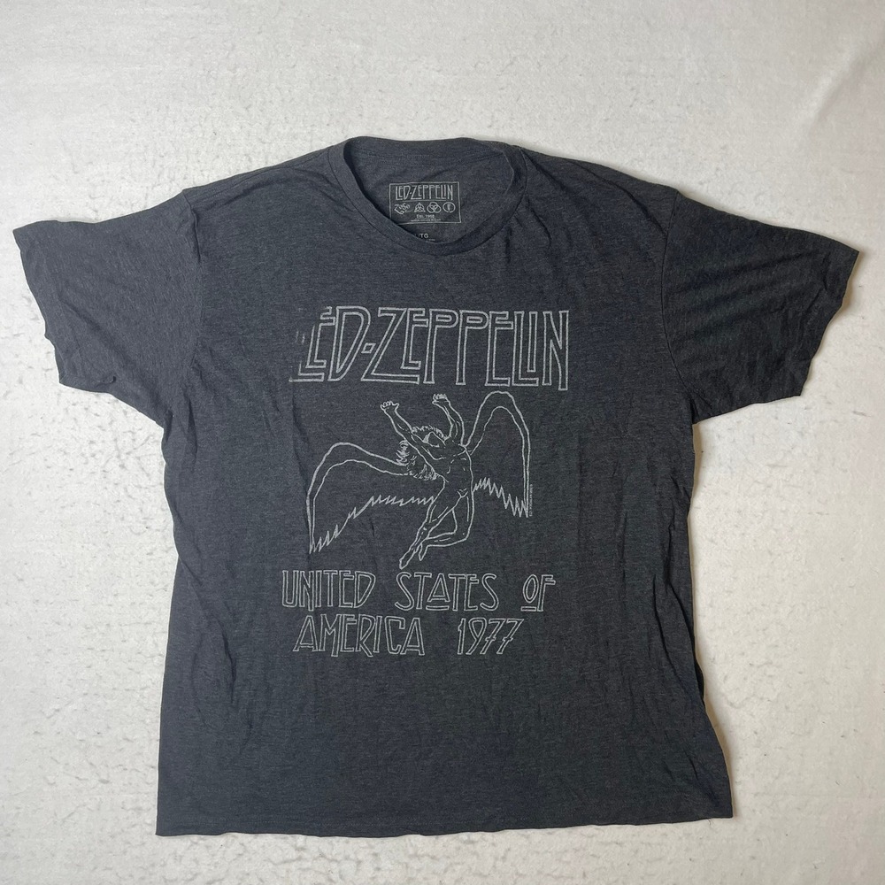 Led Zeppelin United States of America 1977 Graphic T Shirt XL Charcoal Gray‎